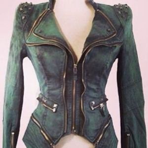 STUDDED & ZIPPER DENIUM JACKET